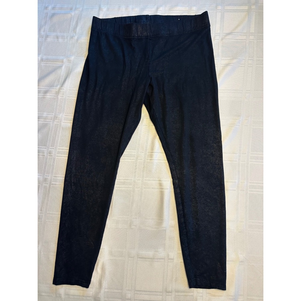 Soma Leggings Womens L Black Metallic Shimmer High Rise Stretch Pants Regular
